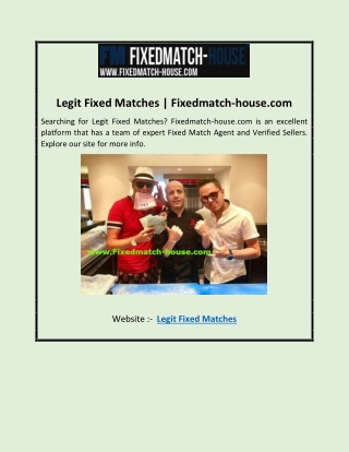 Legit Fixed Matches | Fixedmatch-house.com