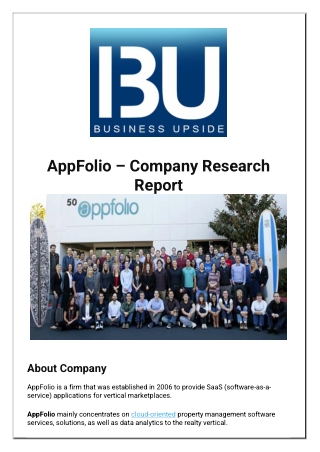 AppFolio Company Research Report