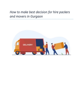 How to make best decision For hire packers and movers in Gurgaon