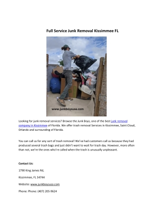 Full Service Junk Removal Kissimmee FL