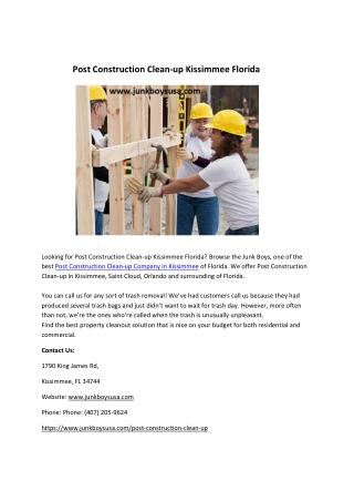 Post Construction Clean-up Kissimmee Florida