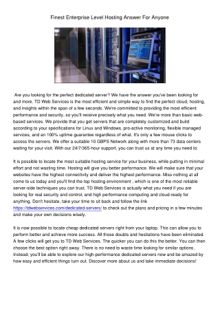FinestEnterpriseLevelHostingAnswerForAnyone