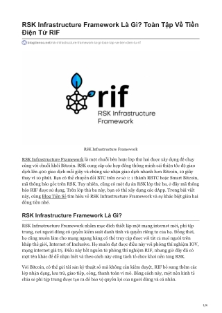 RSK Infrastructure Framework Là Gì? Toàn Tập Về Tiền Điện Tử RIF