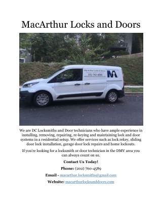 Locksmith Washington DC | MacArthur Locks & Doors