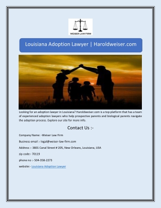 Louisiana Adoption Lawyer | Haroldweiser.com