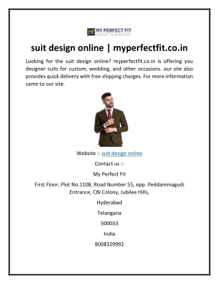 suit design online  myperfectfit.co.in