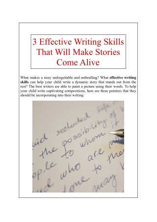 3 Effective Writing Skills That Will Make Stories Come Alive!