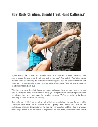 How Rock Climbers Should Treat Hand Calluses