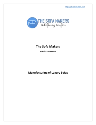 Manufacturing of Luxury Sofas - The Sofa Makers
