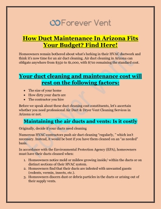 Duct Maintenance in Arizona | Forever Vent