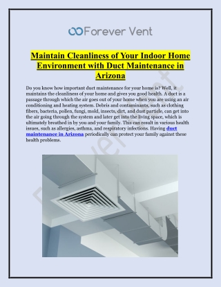 Best Duct Maintenance in Arizona | Forever Vent