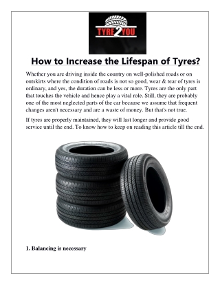 How to Increase the Lifespan of Tyres