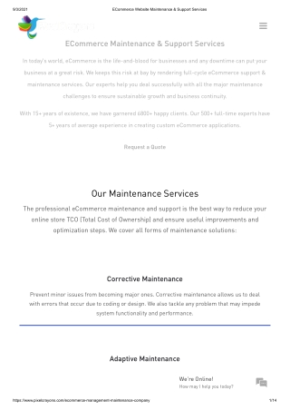 ECommerce Website Maintenance & Support Services PixelCrayons