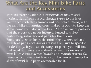 mini bike parts accessories