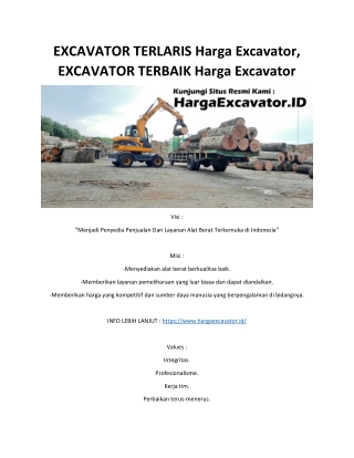 EXCAVATOR TERLARIS Harga Excavator, EXCAVATOR TERBAIK Harga Excavator