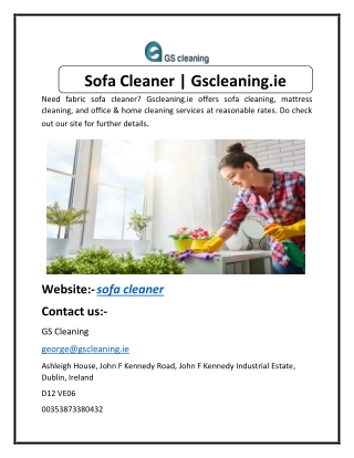 Sofa Cleaner | Gscleaning.ie