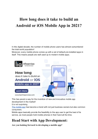 How long does it take to build an Android or iOS Mobile App in 2021