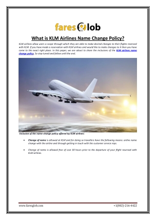 What is KLM Airlines Name Change Policy