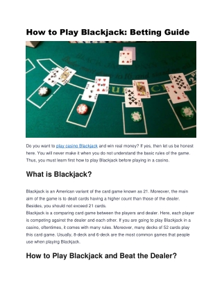 Guide on How to Play Blackjack