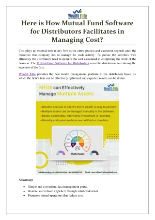 Here is How Mutual Fund Software for Distributors Facilitates in Managing Cost