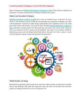 Lead Generation Techniques Used in Web Development