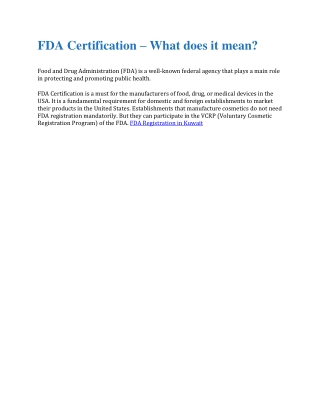 FDA Certification – What does it mean?