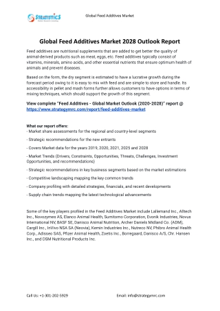 2021 Feed Additives Market Global Analysis Report