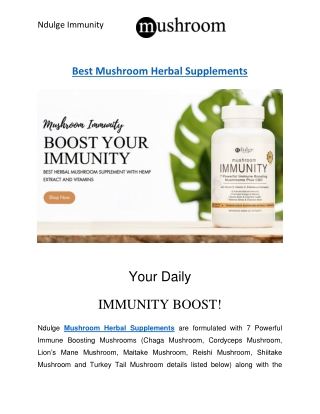 Best Mushrooms Herbal Supplements | Immune Boosting Mushrooms