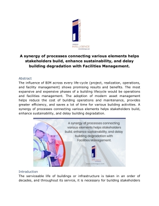 A synergy of processes connecting various elements helps stakeholders build, enhance sustainability, and delay building