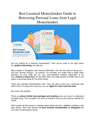 Best Licensed Moneylenders Guide to Borrowing Personal Loans