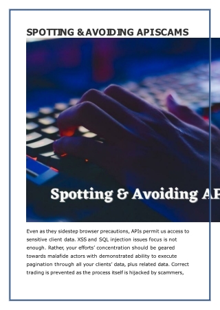 SPOTTING and avoiding api scams