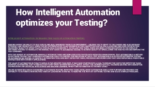 Intelligent test autonation