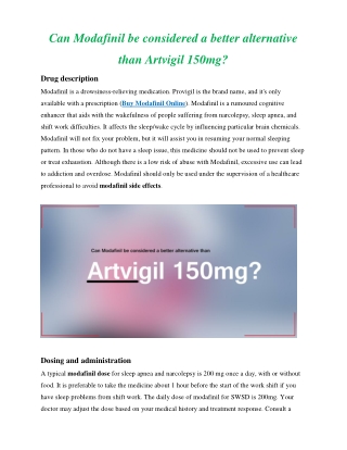 Can Modafinil be considered a better alternative than Artvigil 150mg