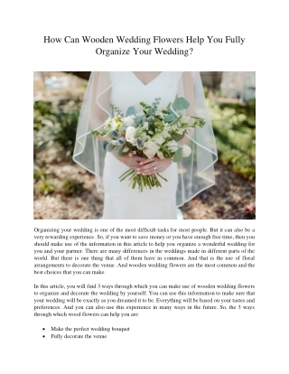 How Can Wooden Wedding Flowers Help You Fully Organize Your Wedding
