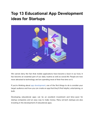 Top 13 Educational App Development ideas for Startups