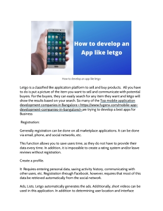 How to develop an app like letgo