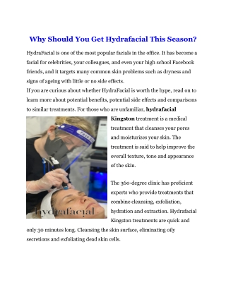 Hydrafacial In Kingston