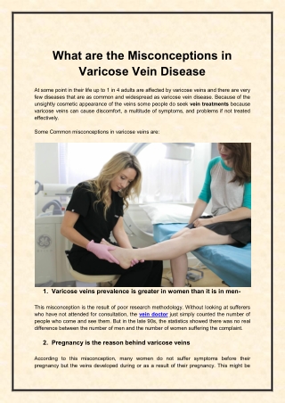 What are the Misconceptions in Varicose Vein Disease