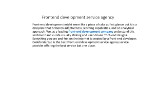 Frontend development service agency