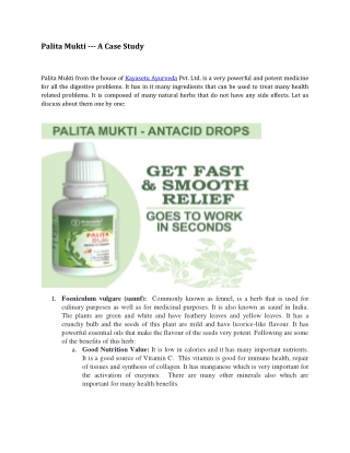 Case study of Palita Mukti--Antacid Drops