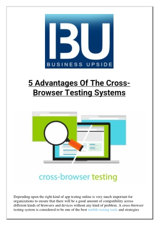 5 Advantages Of The Cross Browser Testing Systems