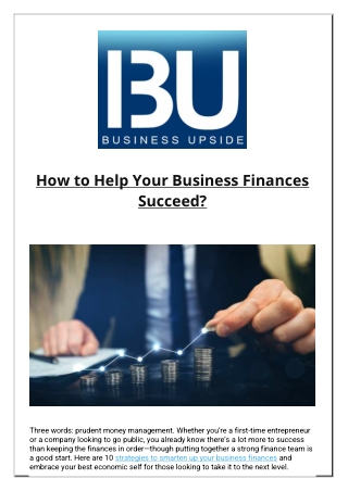 How to Help Your Business Finances Succeed