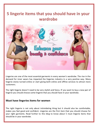 5 lingerie items that you should have in your wardrobe