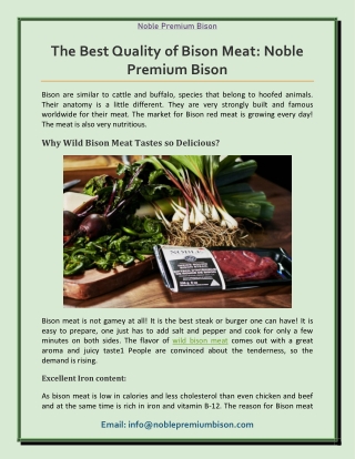 The Best Quality of Bison Meat Noble Premium Bison