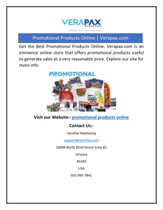 Promotional Products Online | Verapax.com