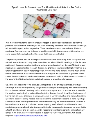 TipsOnHowToComeAcrossTheMostBeneficialSelectionForOnlinePharmaciesVeryFast
