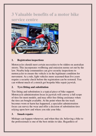 3 Valuable benefits of a motor bike service centre