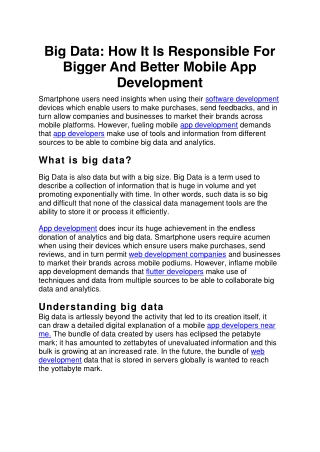 Big Data How It Is Responsible For Bigger And Better Mobile App Development