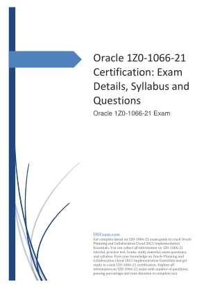 Oracle 1Z0-1066-21 Certification: Exam Details, Syllabus and Questions