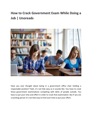 How to Crack Government Exam While Doing a Job